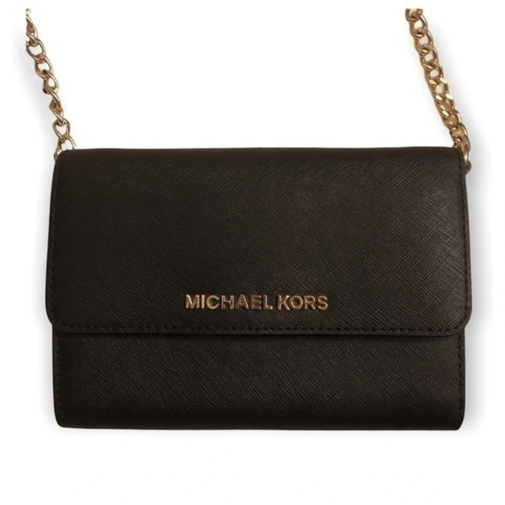 Michael kors black saffiano leather crossbody bag convertible clutch or wallet